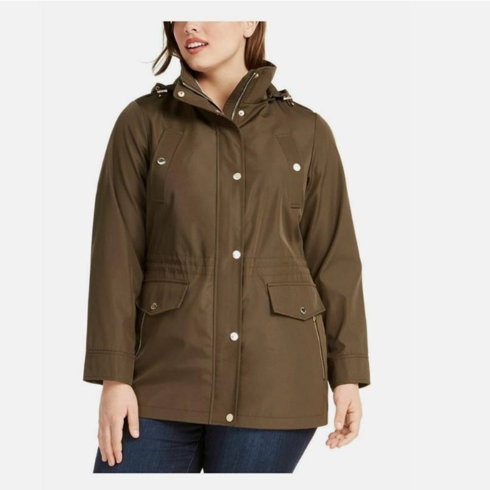 Michael Kors Women's Hooded Anorak Jacket Large, Dark Loden MSRP:$180